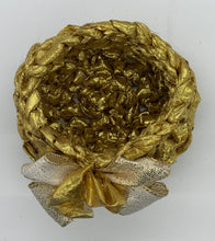 Load image into Gallery viewer, Gold Lamé Crocheted Basket/Bowl