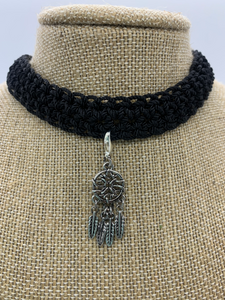 Black Necklace Choker With Pendant