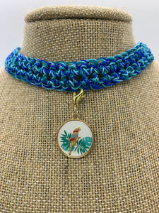 Sea Blue Necklace Choker With Pendant