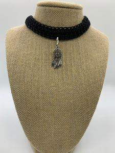 Black Necklace Choker With Pendant